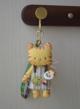 星梦集原创设计猫咪画家手工制作布艺包饰包挂件可爱小众礼物摆件