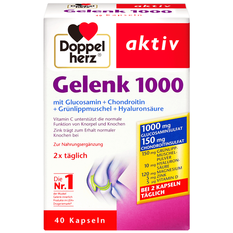 德国Doppel Herz/双心 氨糖1000mg氨基葡萄糖 关节养护40片