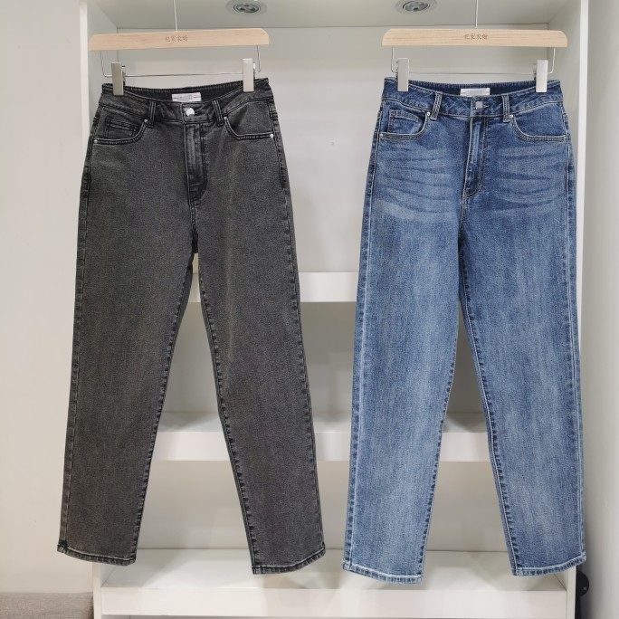 GS哈伦裤！新春款出口韩国原单弹力中腰女士小脚裤后开叉牛仔裤