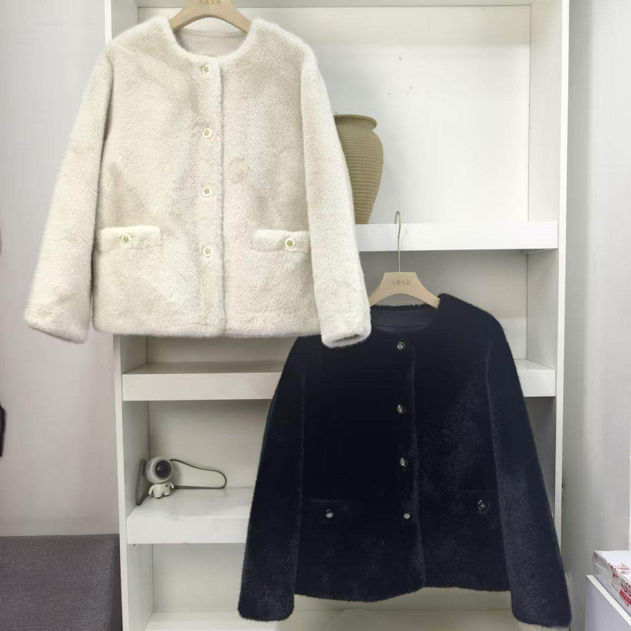 韩国原单气质百搭仿皮草外套女冬季高级感时尚休闲保暖毛绒上衣