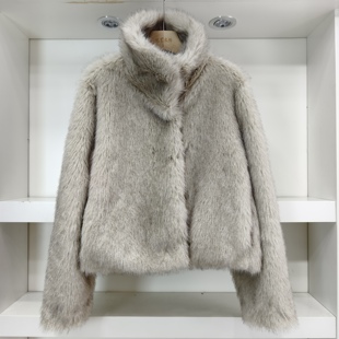 25新秋冬款有里衬保暖软糯慵懒优雅气质顺滑短外套女士长袖毛大衣