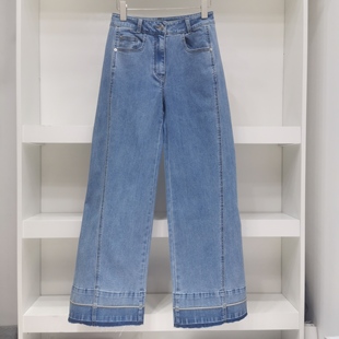春秋款 牛仔裤 出口韩国原单复古时尚 女士阔腿裤 中高腰长款 IT24新款