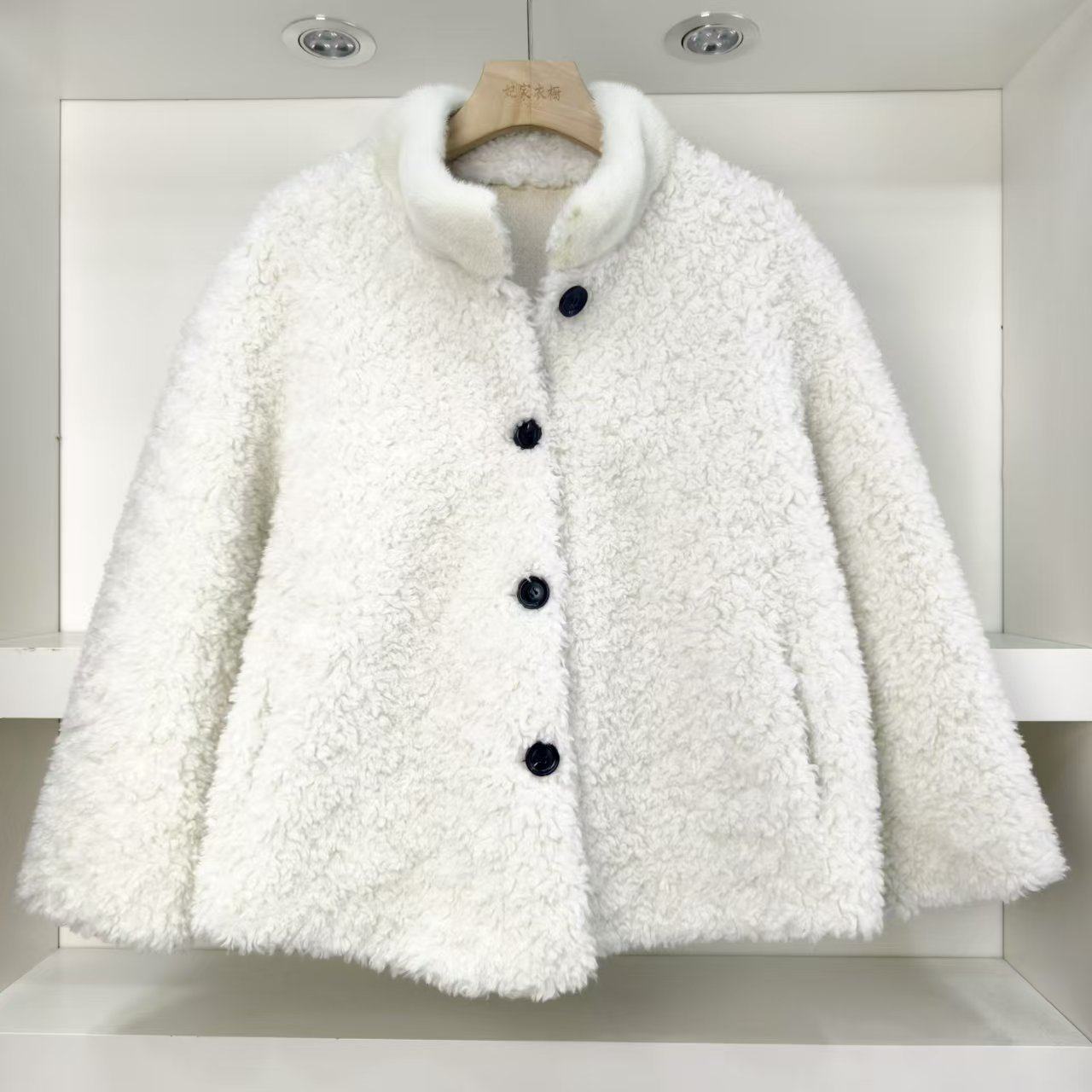 韩国2024冬季立领貂毛领皮毛一体外套宽松加厚环保皮草毛毛外套女