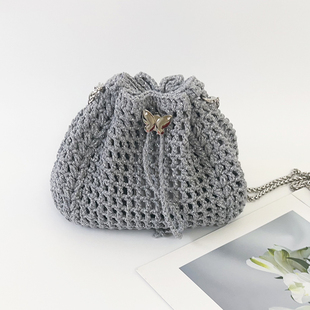 Mcroche魔织手工毛线钩织包包diy编织材料包麦穗蝴蝶饺子包