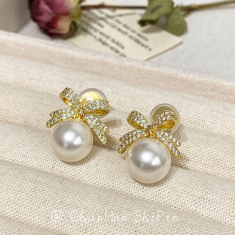 法式复古红色蝴蝶结人造珍珠耳钉秋冬新年耳夹无洞高级感小众耳环,饰品/流行首饰/时尚饰品新,耳夹,淘宝优惠券,粉丝福利购,淘宝优惠卷