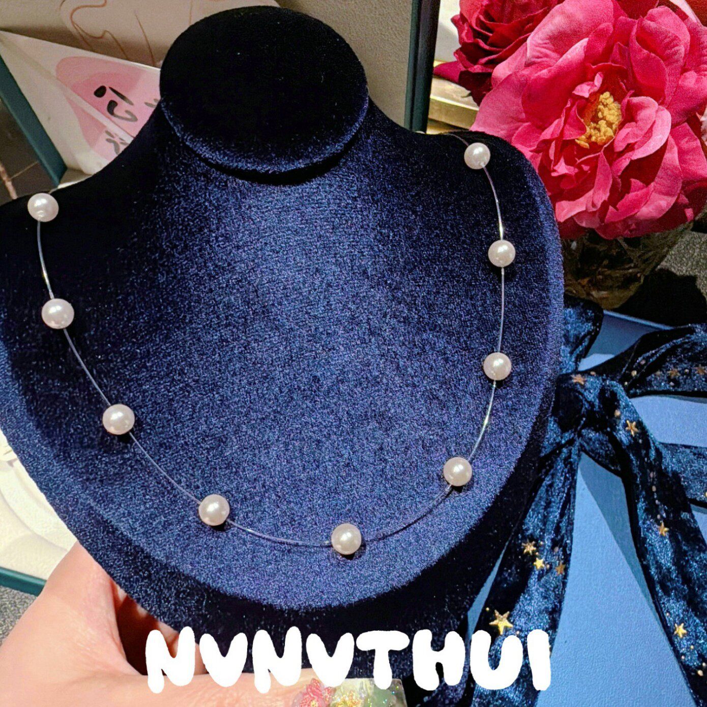 珠宝澳白色满天星珍珠项链生日礼物白月光微笑项链送闺蜜结婚礼盒