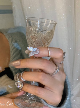 满钻开口铜镀金蝴蝶指甲戒百搭