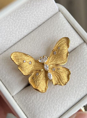 仿黄金超仙扑棱蛾子蝴蝶戒指