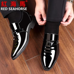 春秋男士商务正装真皮尖头内增高男鞋6CM牛皮加绒保暖配西装皮鞋