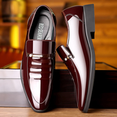 加绒保暖鞋 春秋男士 尖头真皮内增高鞋 6CM漆皮配西装 商务正装 皮鞋