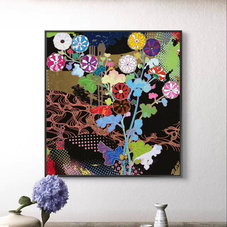 村上隆签名限量版画 再生花光琳版画