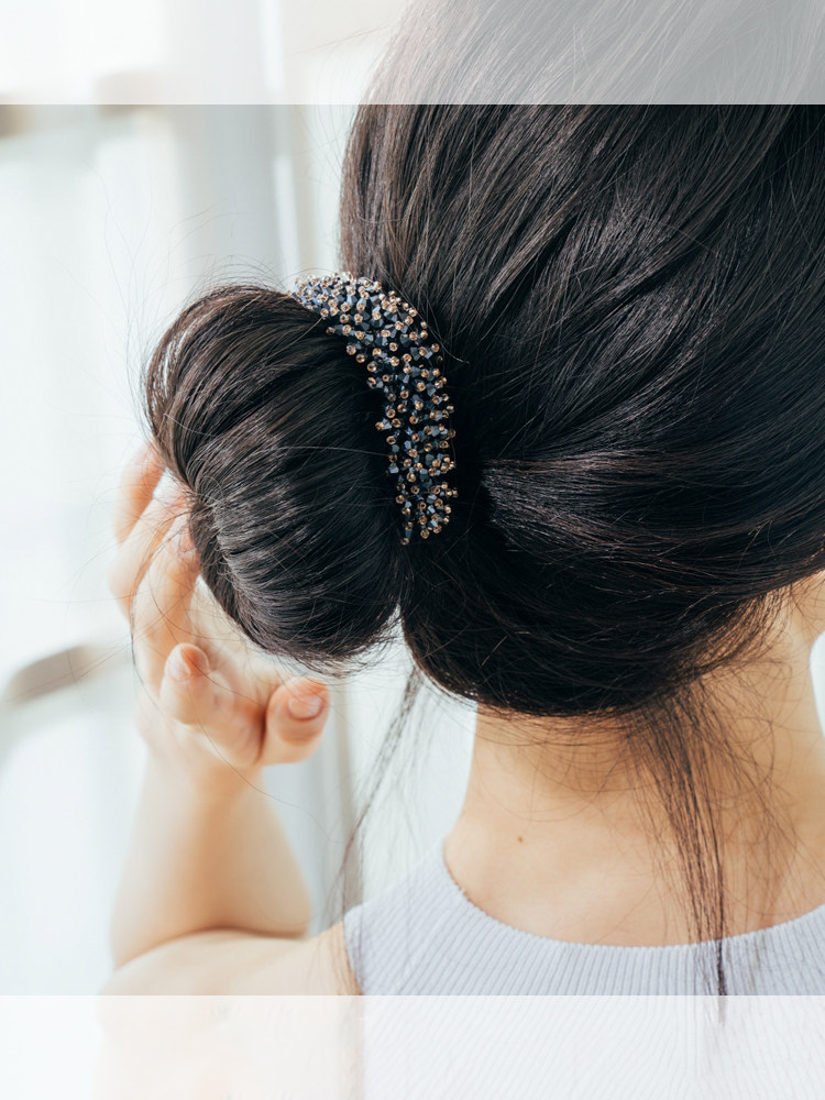 法式复古丸子头盘发神器懒人花苞头盘发神器气质优雅水晶编发头饰