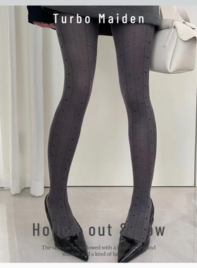 秋冬复古暗纹蝴蝶结镂空打底袜性感美腿古早风百搭提花丝袜配靴子