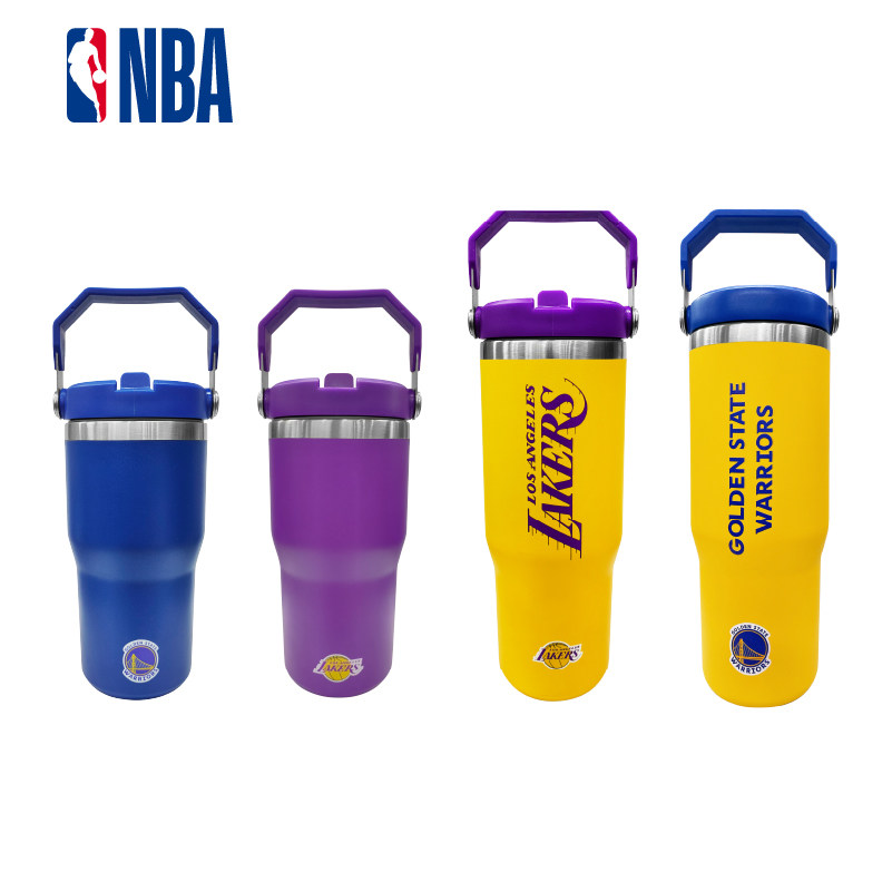 NBA吸管保温杯彩色简约保温保冷运动湖人队勇士队大容量
