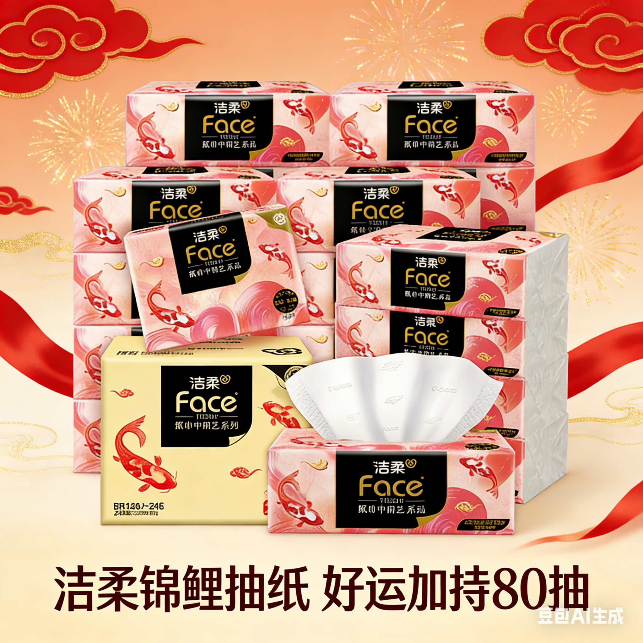 洁柔抽纸油画锦鲤餐巾纸面巾纸可湿水艺术纸巾4层加厚家用实惠装,洗护清洁剂/卫生巾/纸/香薰,衣物去污湿巾,淘宝优惠券,粉丝福利购,淘宝优惠卷