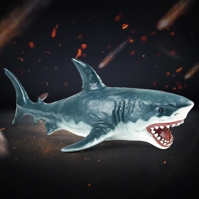 recur海洋动物世界鲨鱼仿真蓝鲸白海豚海豹虎鲸儿童模型玩具 文创