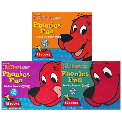 英文原版 CLIFFORDS PHONICS FUN BOX SET套装3册 大红狗克里弗