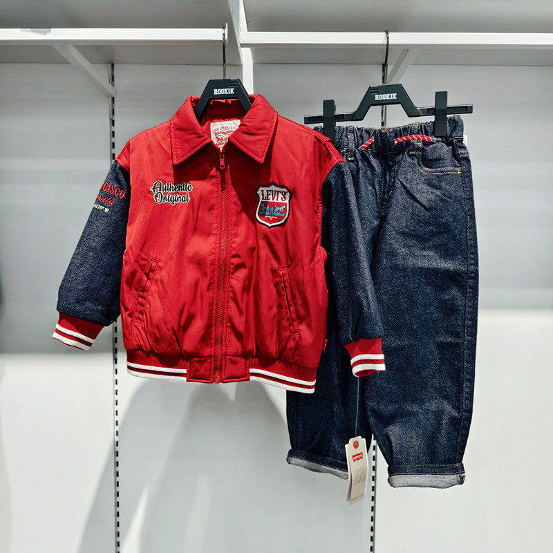 李维斯儿童衬衫领棉服26春款男童时尚拼色潮流夹棉外套 LV2612077