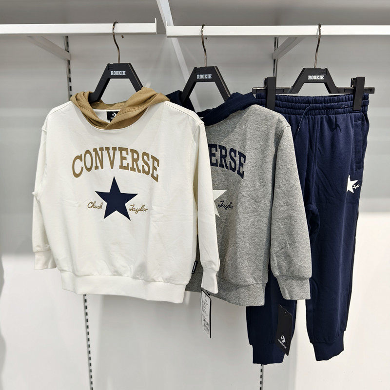 匡威童装春秋新品休闲款上衣男女童儿童连帽针织卫衣CV2542025