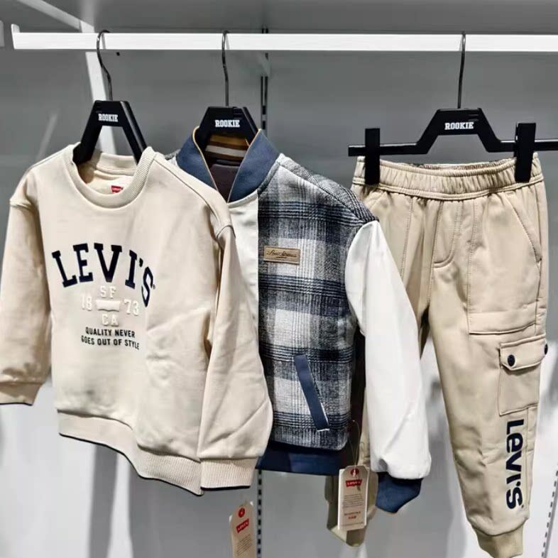 Levi's李维斯童装男女童秋冬季针织抓绒圆领套头卫衣LV2442065