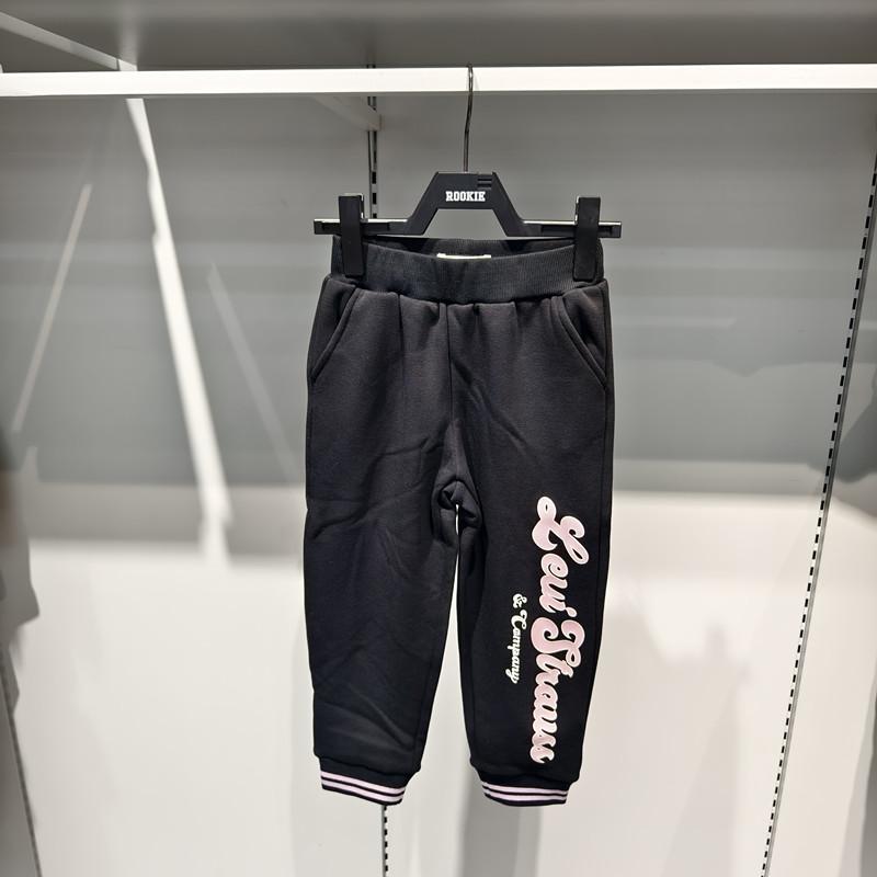 Levi's/李维斯女童秋冬新款舒适宽松加绒黑色运动长裤LV2442306