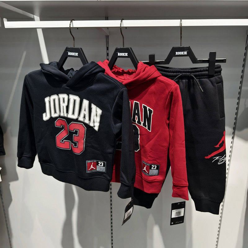 JORDAN飞人儿童男女童儿童秋冬新款加绒连帽卫衣卫裤JD2342098