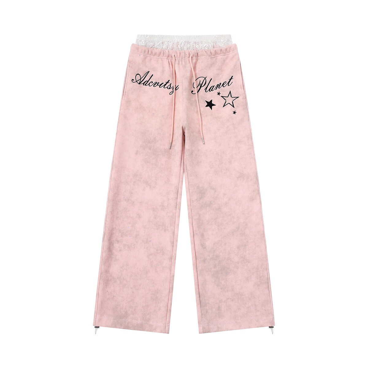 MoCreation 美式街头字母印花卫裤女宽松慵懒直筒长裤抽绳休闲裤