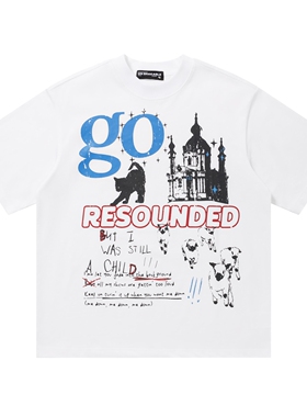 MoCreation美式涂鸦风印花T恤男女宽松短袖情侣装夏季ins潮牌上衣