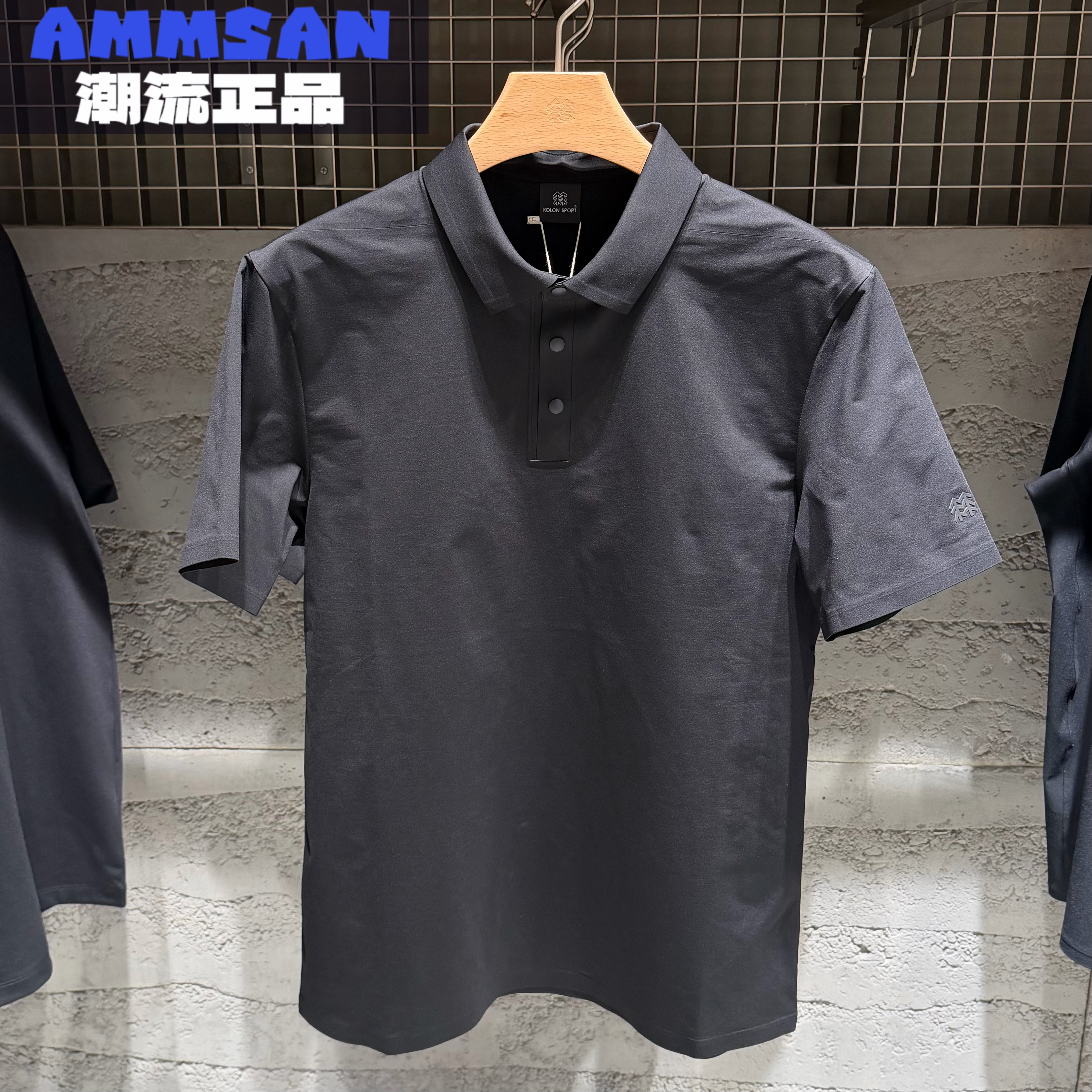 可隆KOLON SPORT男款通勤吸湿速干全压胶短袖POLO衫LHPT6AT803 - 实物图
