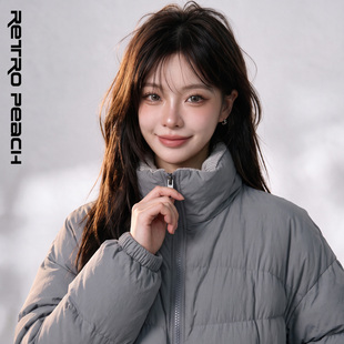 莓素秋冬款韩版休闲风立领面包服女防风保暖棉服短款松弛轻裹外套