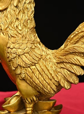 大公鸡摆件铜公鸡金鸡铜鸡的摆件黄铜金钱鸡家居饰品中式生肖摆件