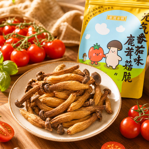 茶翁古镇番茄味鹿茸菇脆40g 办公室解馋菌菇脆零食酥脆休闲食品 - 封面