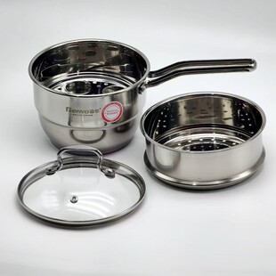 特厚单层辅食小蒸锅一体不锈钢奶锅汤锅辅食锅电磁炉燃气通用16cm