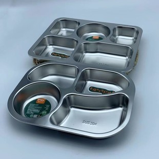 富尔兴304不锈钢食堂饭堂饭菜打饭盒成人学生学校快餐盘加深一体