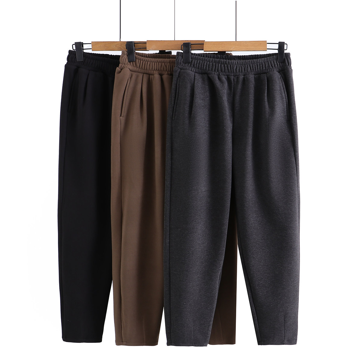 2022年冬季大码韩版新款休闲裤松紧腰加绒加厚星空纹毛呢哈伦裤,女装/女士精品,休闲裤,淘宝优惠券,粉丝福利购,淘宝优惠卷