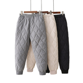 羽绒棉裤 束脚保暖休闲裤 女冬季 菱格压花高腰轻薄款 外穿新款 大码