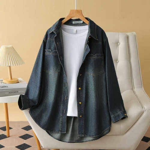 大码韩版中长款口袋外套