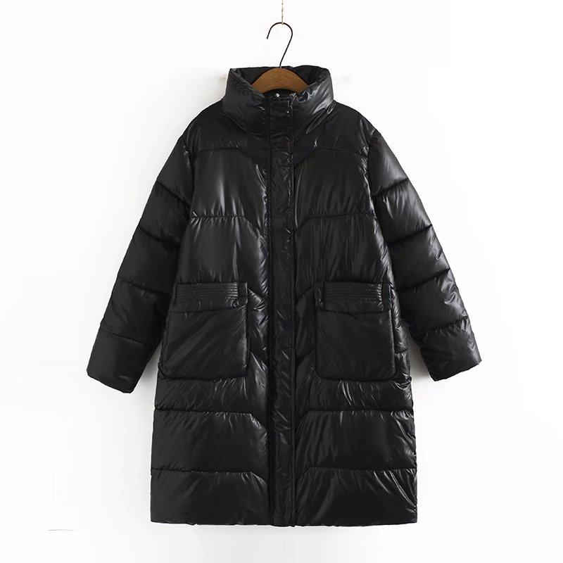 黑色羽绒棉服女2023冬季新款中长款立领拉链气质大码面包服外套