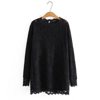 打底衫韩版加厚蕾丝拼接聚酯纤维