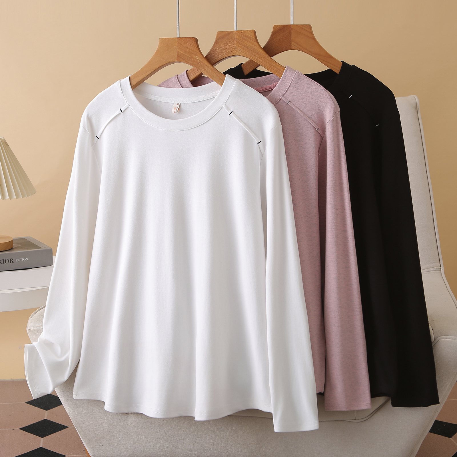 大码秋装新款宽松显瘦长袖t恤