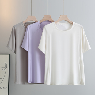 半袖 200斤胖mm宽松遮肚子运动休闲大码 上衣 T恤女夏季 凉感速干短袖