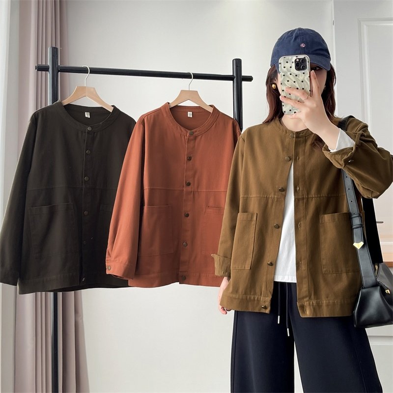 2025秋季女装韩版新款外套大码胖mm复古休闲工装夹克短款开衫上衣,女装/女士精品,短外套,淘宝优惠券,粉丝福利购,淘宝优惠卷