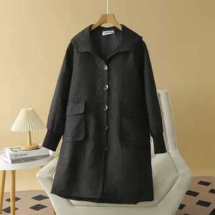 大码女装2024秋冬季韩版新款胖mm宽松显瘦中长款加棉加厚棉衣外套