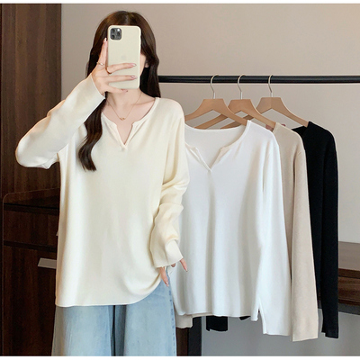 百搭新款韩式长袖V领针织衫