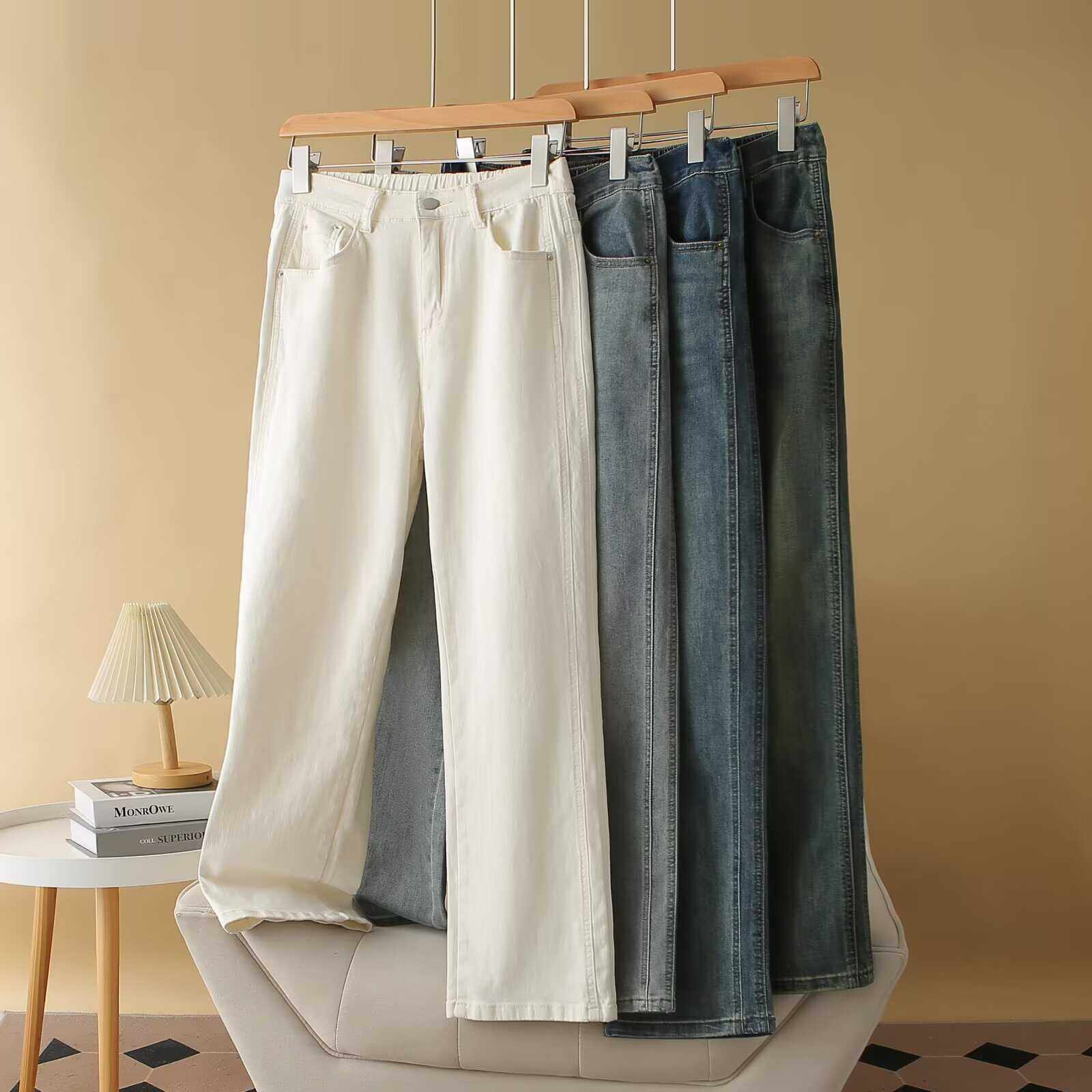 复古港风高腰牛仔裤韩版新款时尚直筒裤大码弹力显瘦遮肉烟管裤,女装/女士精品,牛仔裤,淘宝优惠券,粉丝福利购,淘宝优惠卷