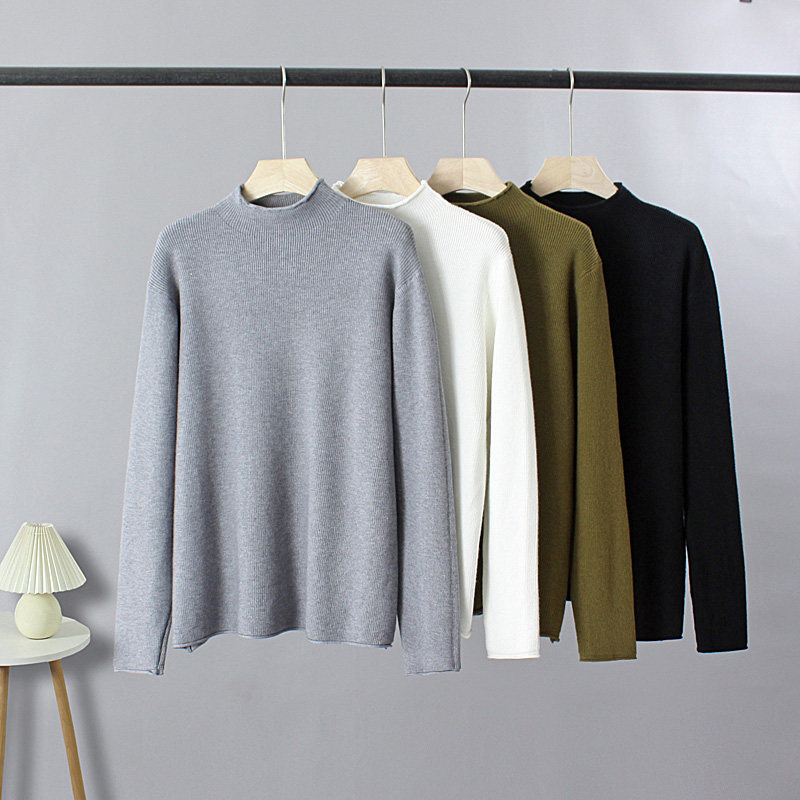 打底毛衣女内搭秋冬2023年半高领卷边竖坑条洋气大码纯色针织衫,女装/女士精品,毛针织衫,淘宝优惠券,粉丝福利购,淘宝优惠卷