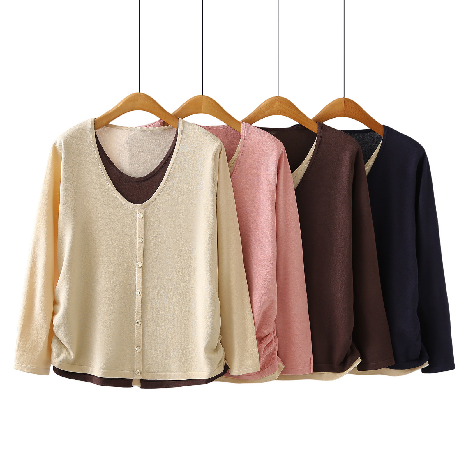 2025秋季新款假两件拼接针织衫