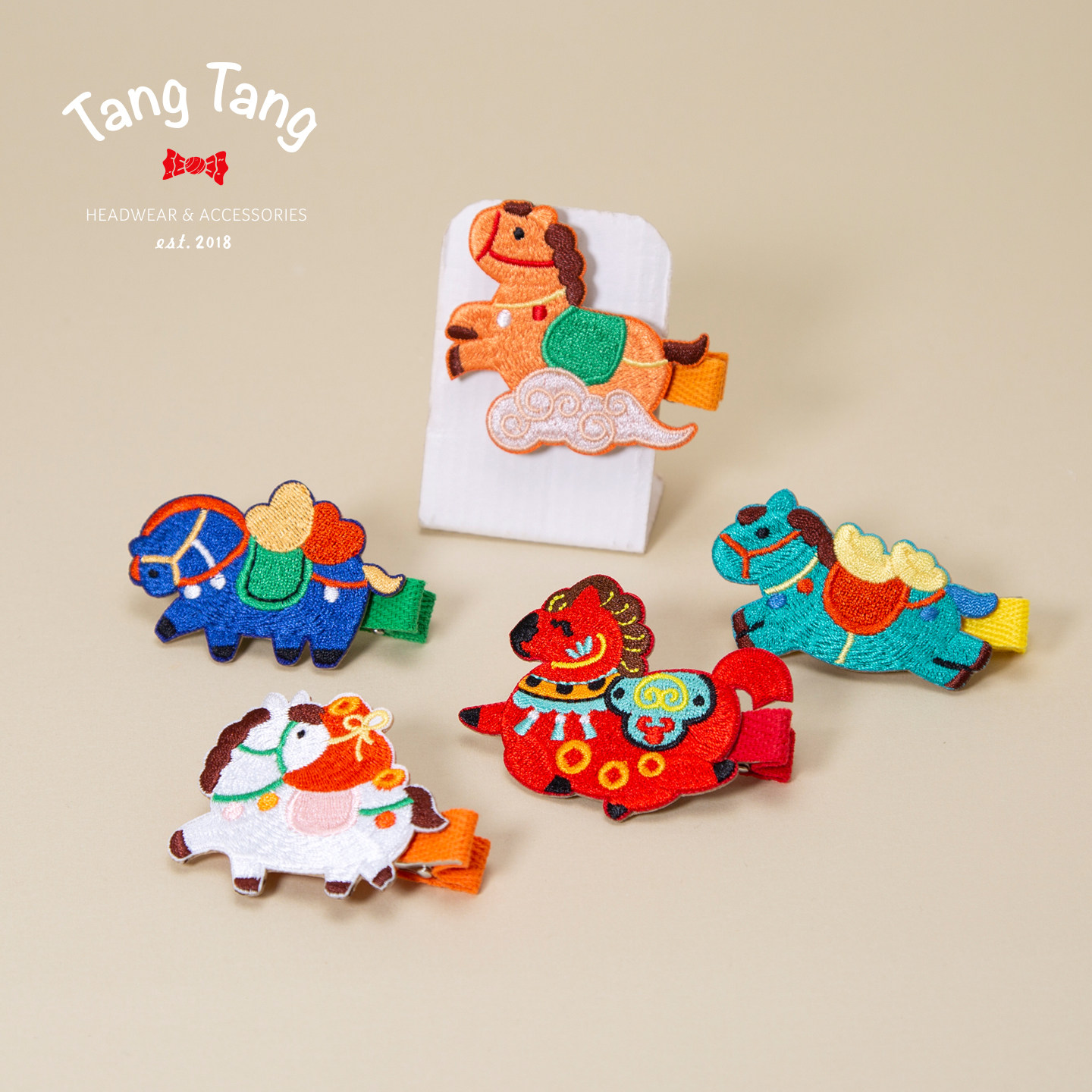 Tangtang手工发饰儿童可爱卡通马年发夹宝宝全包夹发卡刘海夹头饰