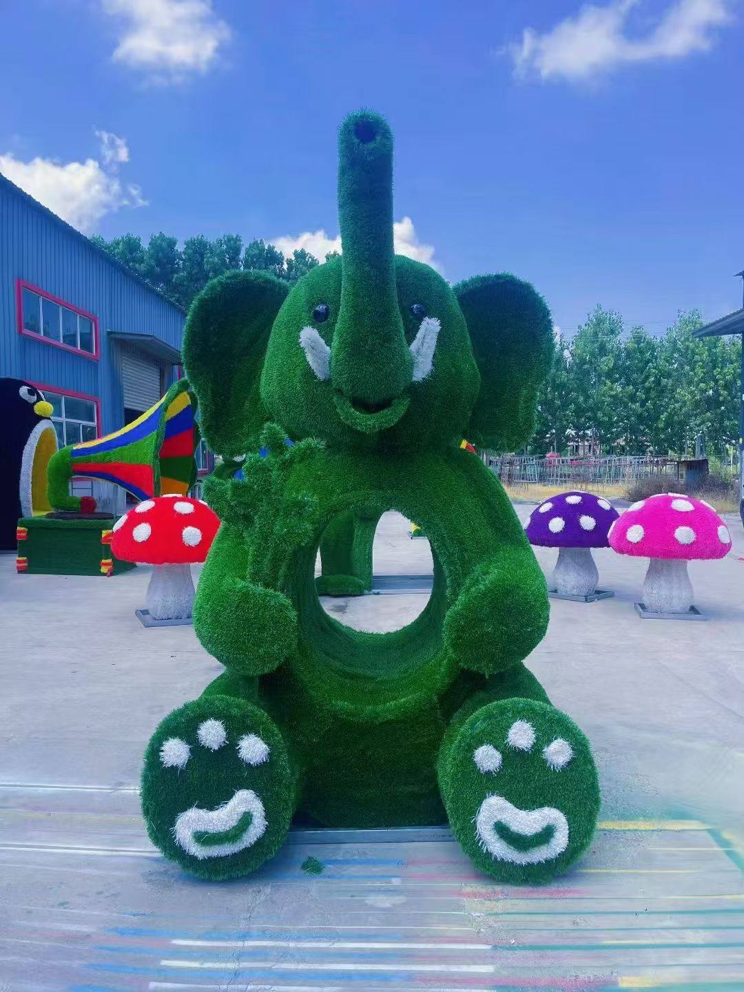 稻草人工艺品草编动物马年吉祥雕塑卡通动物绿雕造型稻草装饰摆件