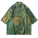 2024夏风男装印花唐装汉服短袖五分袖衬衫衬衣C229-Y1004-P70，男装衬衫，电商C229